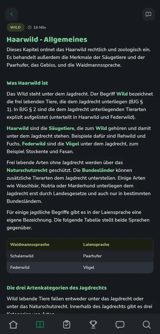 Bibliotheksartikel „Haarwild – Allgemeines“ aus dem Sachgebiet Wild, mit 16 Minuten Lesezeit, Einführung und dem Beginn des Kapitels „Was Haarwild ist“.